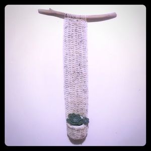Driftwood and crocheted indoor plant hanger